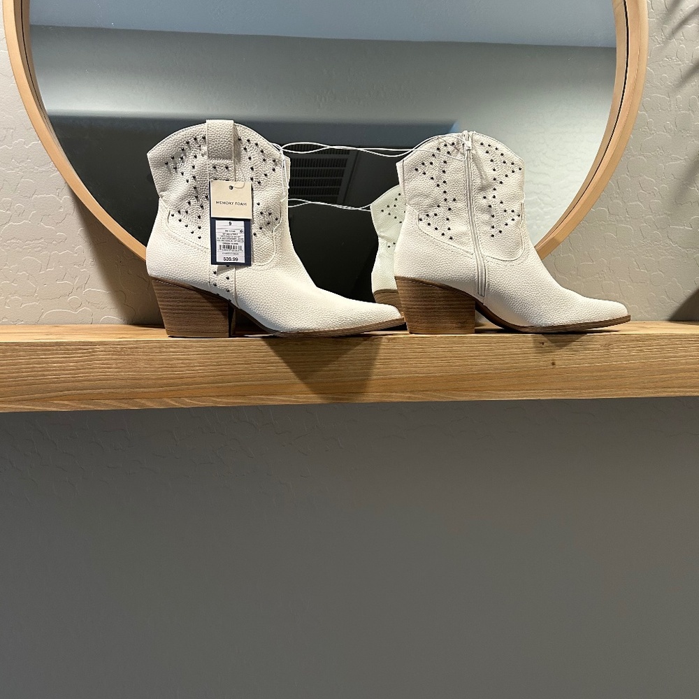 White boots with studs